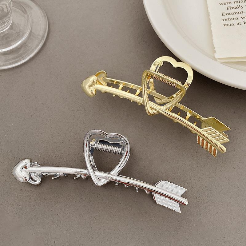 Kẹp Tóc Kim Loại Hình Mũi Tên Xuyên Qua Trái Tim Tình Yêu Phong Cách hip-hop Hàn Quốc Đơn Giản