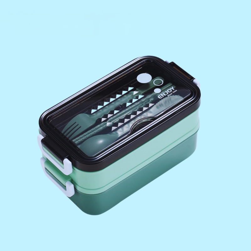 Hộp đựng cơm văn phòng giữ nhiệt chất liệu Inox 2 tầng tặng kèm đũa thìa dĩa cao cấp
