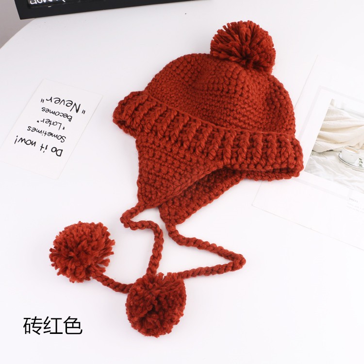 Mũ Len Dệt Kim Màu Trơn Phong Cách Hàn Quốc Dễ Thương Thời Trang Mùa Đông Cho Nữ