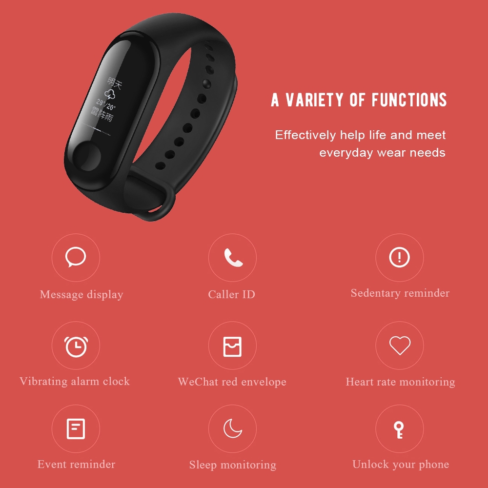 Đồng hồ thông minh Xiaomi Mi Band 3 theo dõi sức khỏe kết nối Bluetooth 4.2