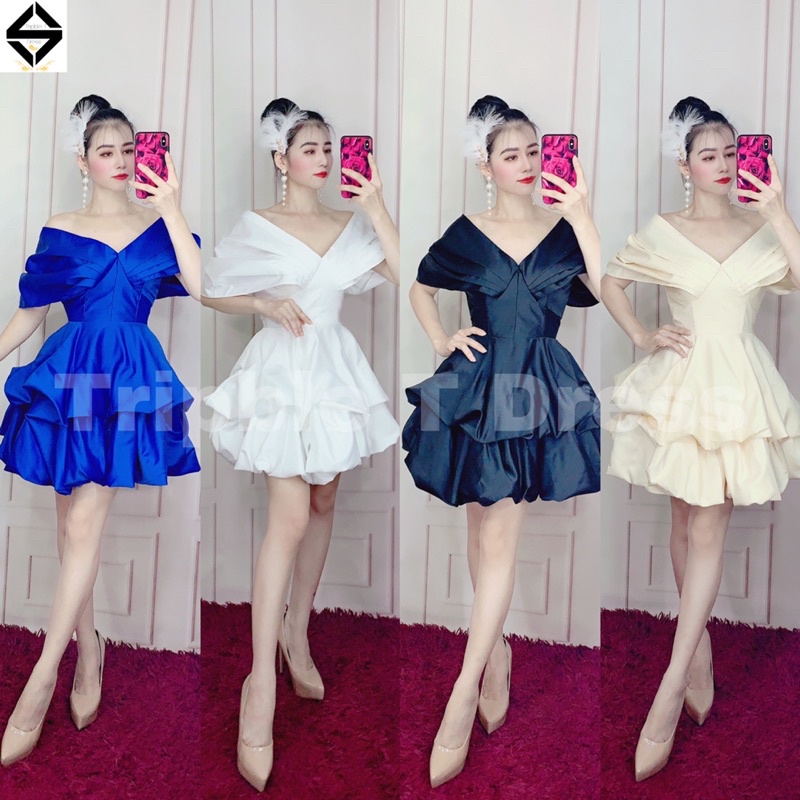 Đầm xoè phồng bí bẹt vai xếp ly siêu xinh TRIPBLE T DRESS - size S/M/L - MS389V