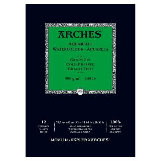 Sổ vẽ màu nước Arches, Natural White, Cold - pressed (Gáy keo)