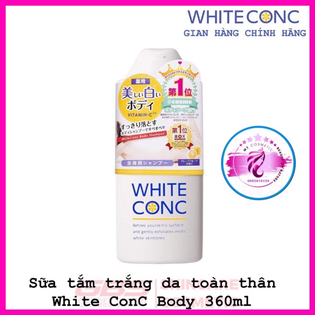 ( Bill Nhật ) Sữa Tắm Trắng Da Toàn Thân White ConC Body 360ml Nhật Bản