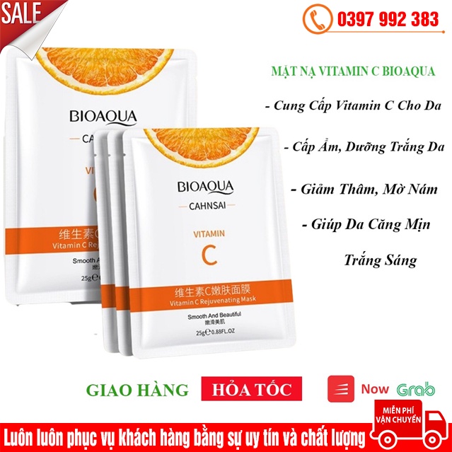 Mặt Nạ Vitamin C Bioaqua Dưỡng Ẩm, Phục Hồi Da Hư Tổn, Mờ Nám Giúp Trẻ Hóa Làn Da, Da Căng Bóng