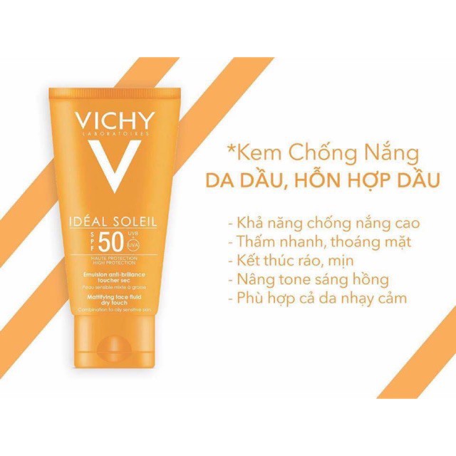 Kem Chống Nắng Vichy Ideal Soleil Dry Touch Face Fluid SPF50