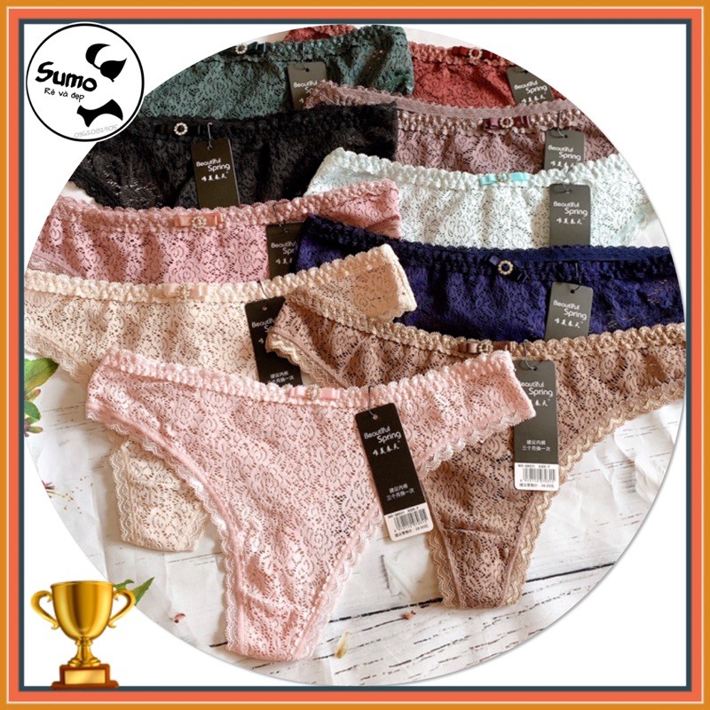 Combo 3 quần lọt khe - quần chip  ren mềm gợi cảm, secxy by SUMO Underwear - Q8031 Spring. Ảnh và video thật