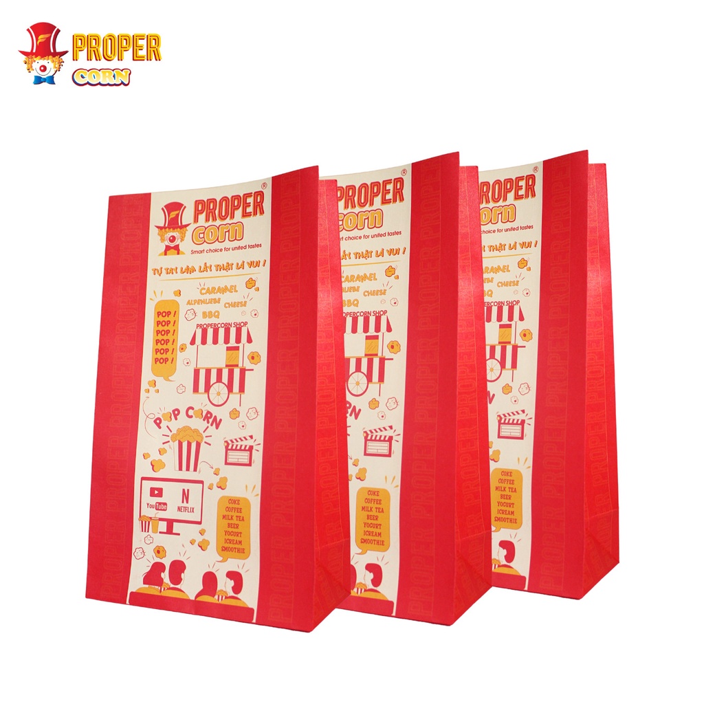 Combo Túi giấy nổ bắp rang bơ - chất liệu giấy Kraft Nhật - Mẫu MỚI