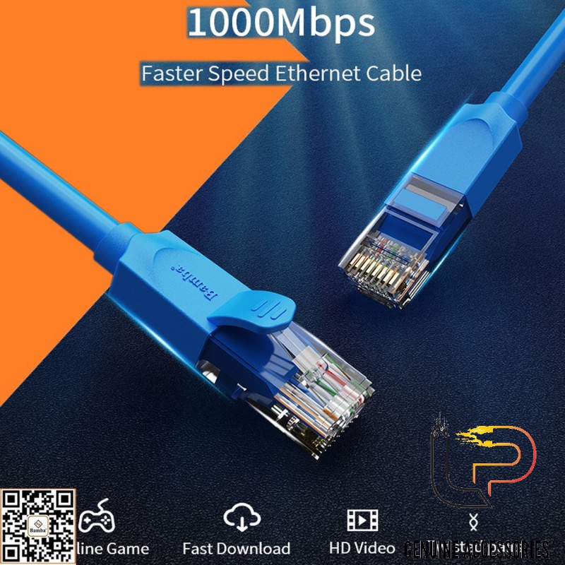Cáp Mạng Bấm Sẵn 2 Đầu CAT 6E BAMBA Dài 25M - 30M - 35M - 40M - 45M - 50M