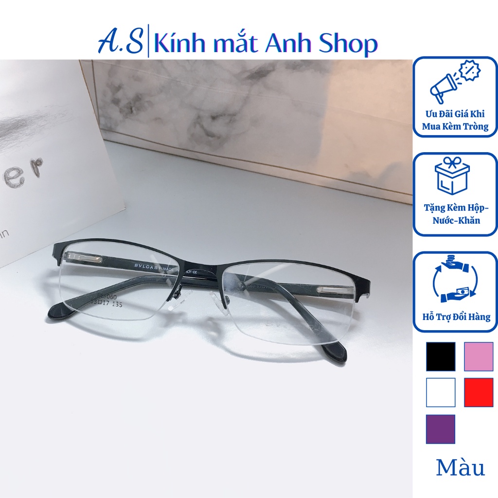 Gọng kính xẻ cước kim loại nam nữ nhiều màu sắc sw nhận cắt mắt cận viễn loạn