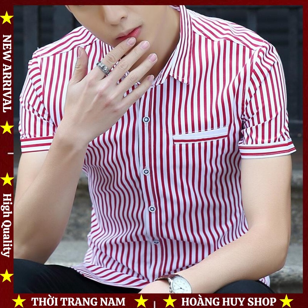 Áo Sơ Mi Nam Ngắn Tay H&H-SMPT07 Phối Túi Giả Form Slimfit Chất Kate Mềm Mịn Không Nhăn Phai -2 màu #8
