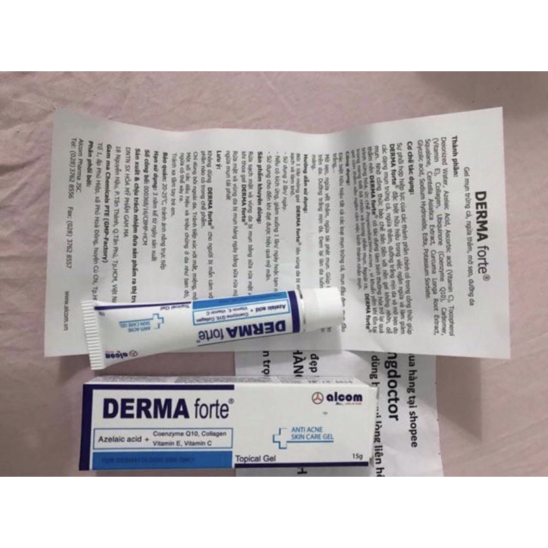 Derma forte  gel 15g _Giảm mụn trứng cá,ngừa thâm,mờ sẹo,dưỡng da
