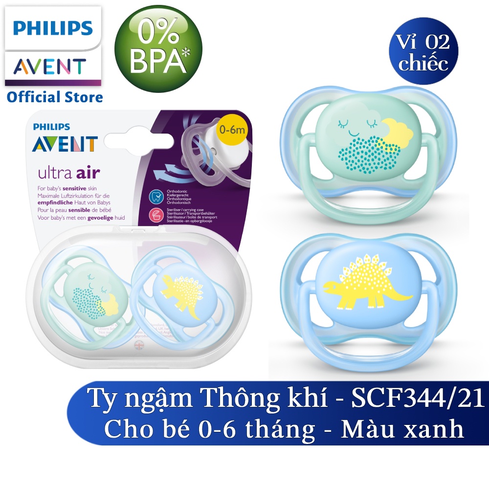 Núm ty ngậm thông khí Phillips Avent cho trẻ 0-6 tháng tuổi (vỉ đôi)-Phiên bản cổ tích SCF344/21