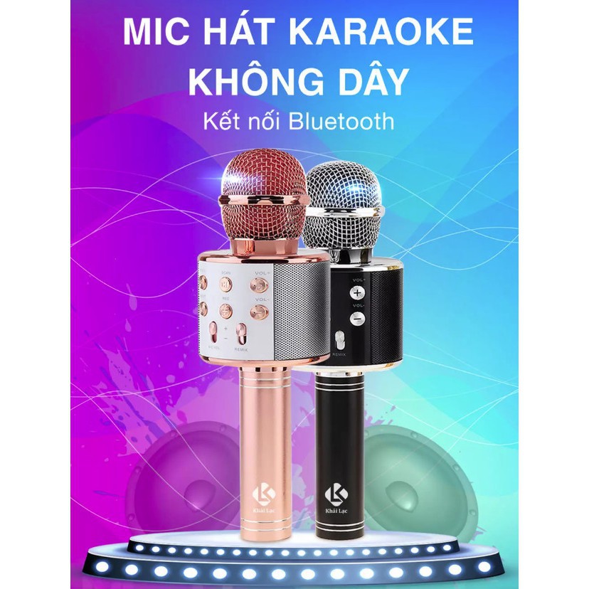 Mic hát karaoke không dây Loa Bluetooth với âm thanh ấm cầm tay mini hay nhất hiện nay [ws858]