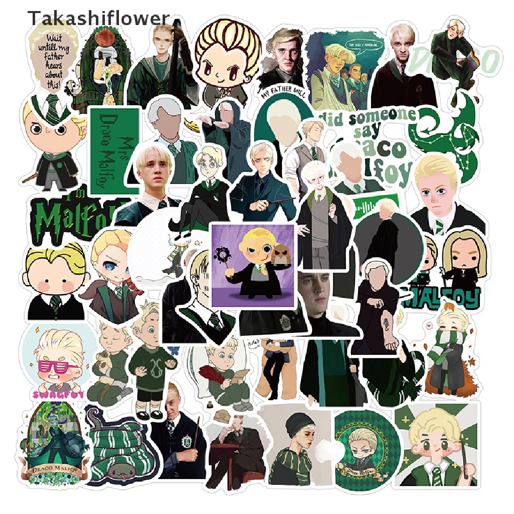 Set 50 Miếng Dán PVC In Họa Tiết Draco Malfoy Trang Trí Đàn Guitar / Laptop / Ván Trượt