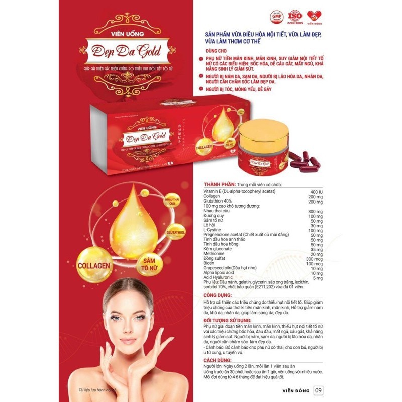 Viên uống Đẹp da GOLD 💥 HÀNG CHÍNH HÃNG 💥 Viên cân bằng nội tiết Gold Hộp 45 viên tạo hương thơm cơ thể