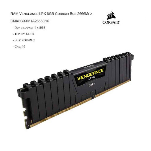 RAM desktop CORSAIR Vengeance LPX CMK8GX4M1A2666C16 (1x8GB) DDR4 2666MHz - hàng chính hãng