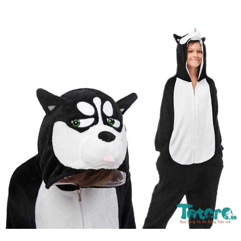 Bộ đồ liền thân hình thú trẻ em Heo Hồng - Thỏ Hồng - Ngựa Vằn - Dơi Đen - Unicorn Cầu vồng Tím - Sư Tử - Hổ - Husky Đen