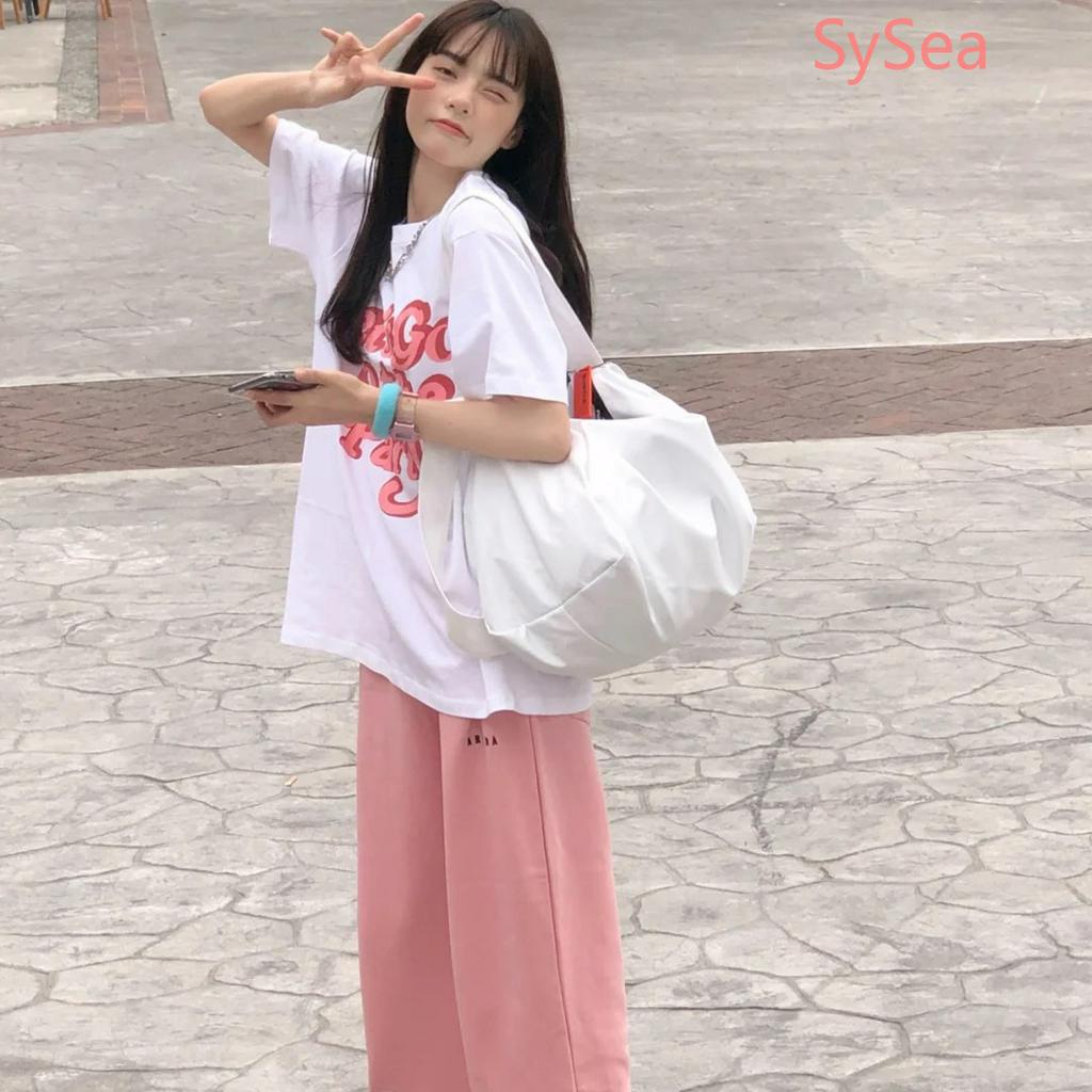 Áo Thun Tay Ngắn Chất Cotton Thiết Kế Dáng Rộng Che Khuyết Điểm