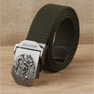 Thắt lưng lính vải Canvas_Mặt Rồng Dragon Khóa luồn kẹp chắc chắn, tiện dụng_Thắt lưng Nam vải bố siêu bền đẹp