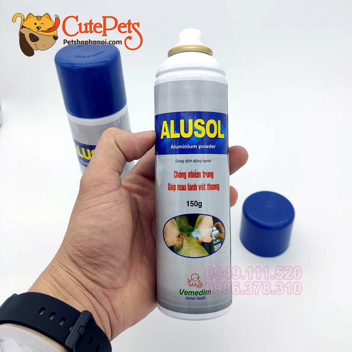 Xịt chống nhiễm trùng Alusol 150g giúp mau lành vết thương dành cho thú cưng - CutePets