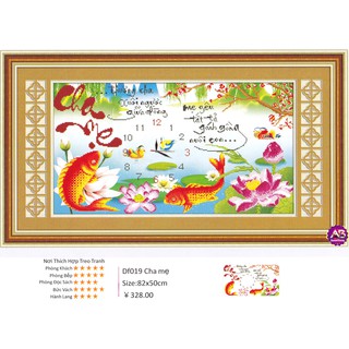 TRANH ĐÍNH ĐÁ ĐỒNG HỒ CHA MẸ DF019