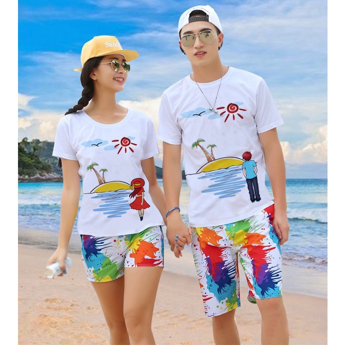 Đồ đi biển đôi nam nữ Đồng phục gia đình hội nhóm nguyên set đủ size DDB005T Bin Action