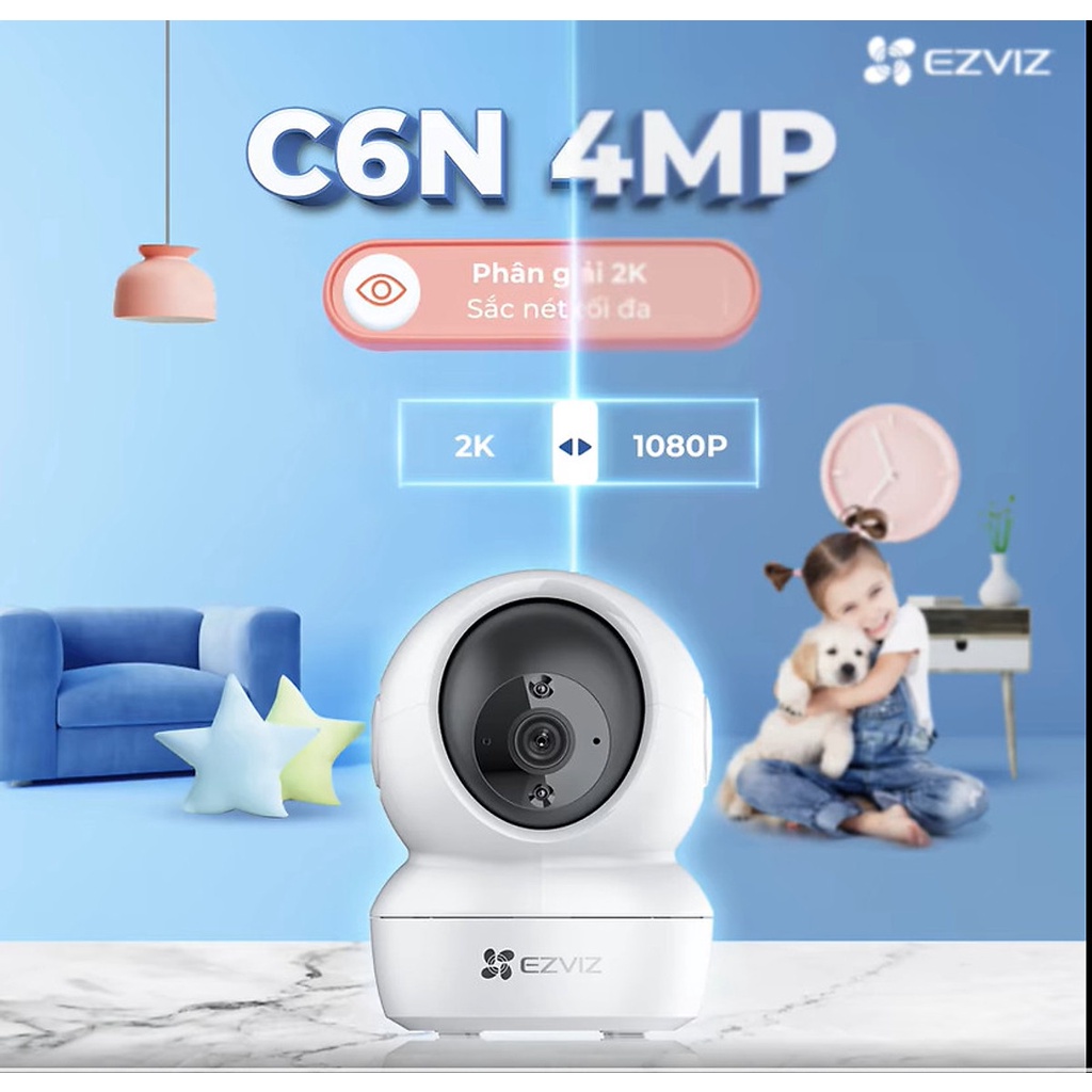 Camera wifi không dây, xoay 360 độ, Ezviz C6N 2MP 4MP 2K siêu nét, đàm thoại 2 chiều, theo dõi chuyển động (BH 2 năm)