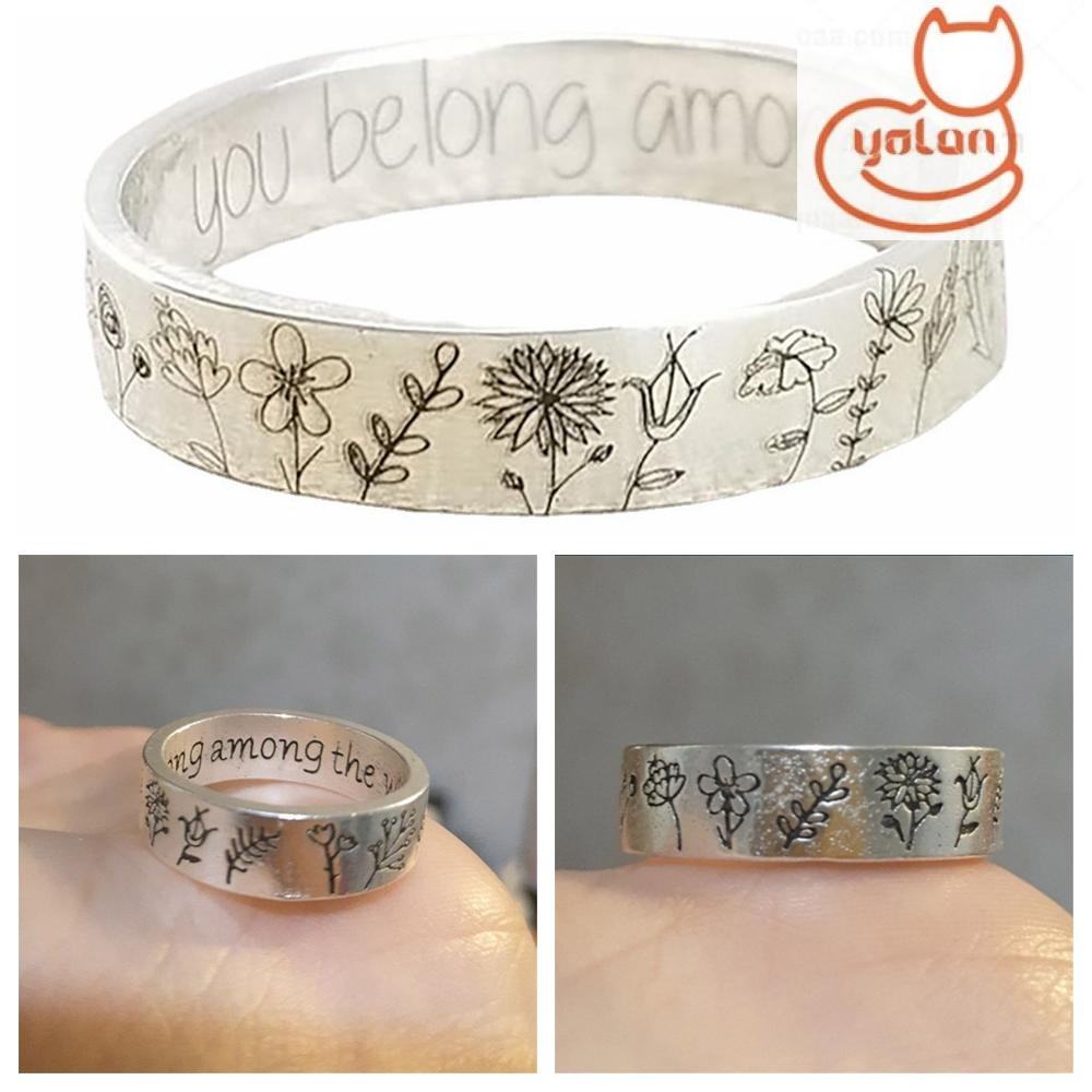 Nhẫn đeo tay kim loại hình hoa cổ điển cho nam nữ