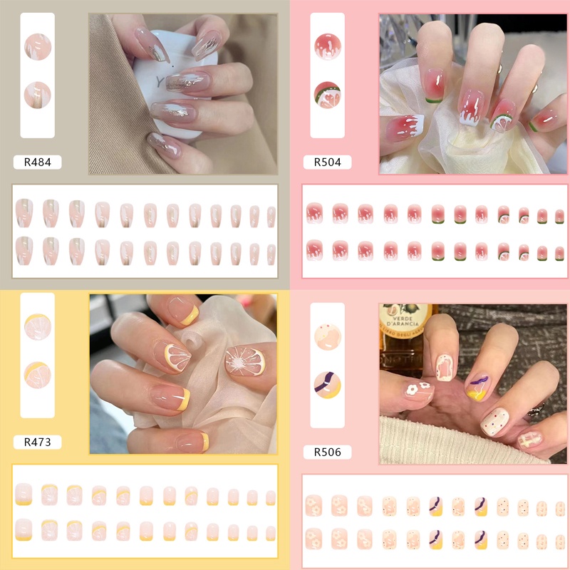 Bộ 24 móng tay giả hình gấu hoạt hình xinh xắn