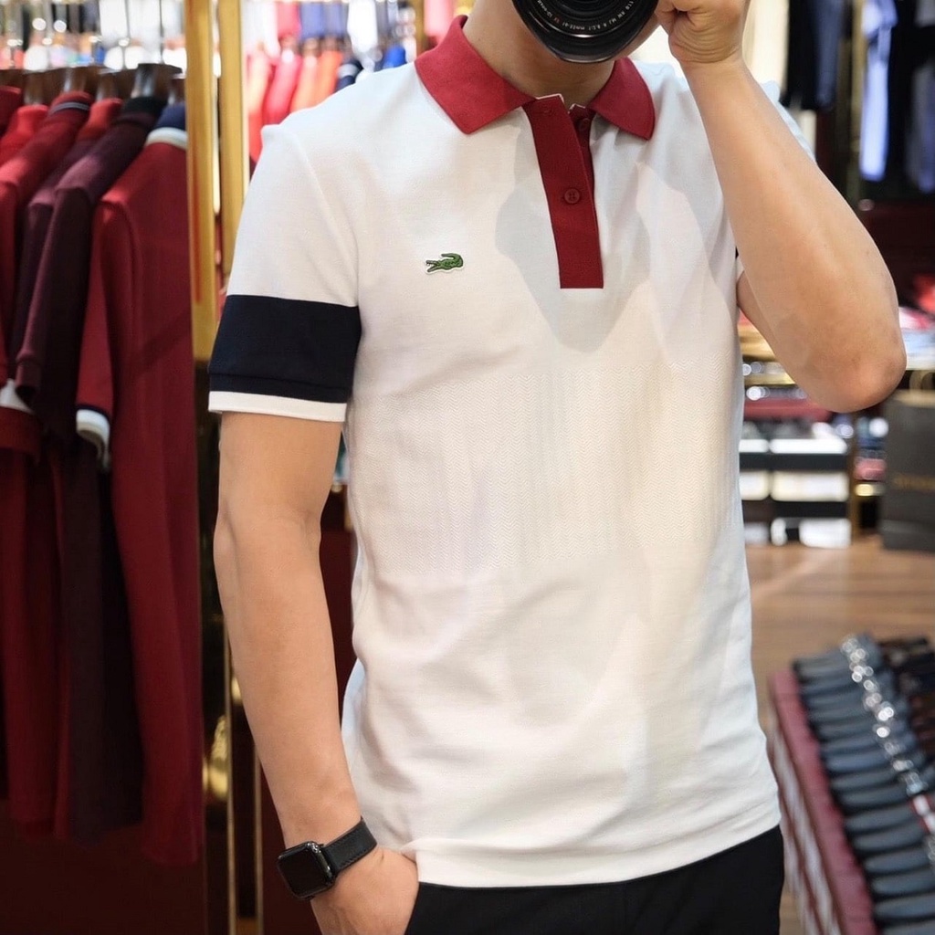 ÁO THUN POLO NGẮN TAY CỔ TRỤ CAO CẤP POLO LACOSTE LCC4 TRẮNG