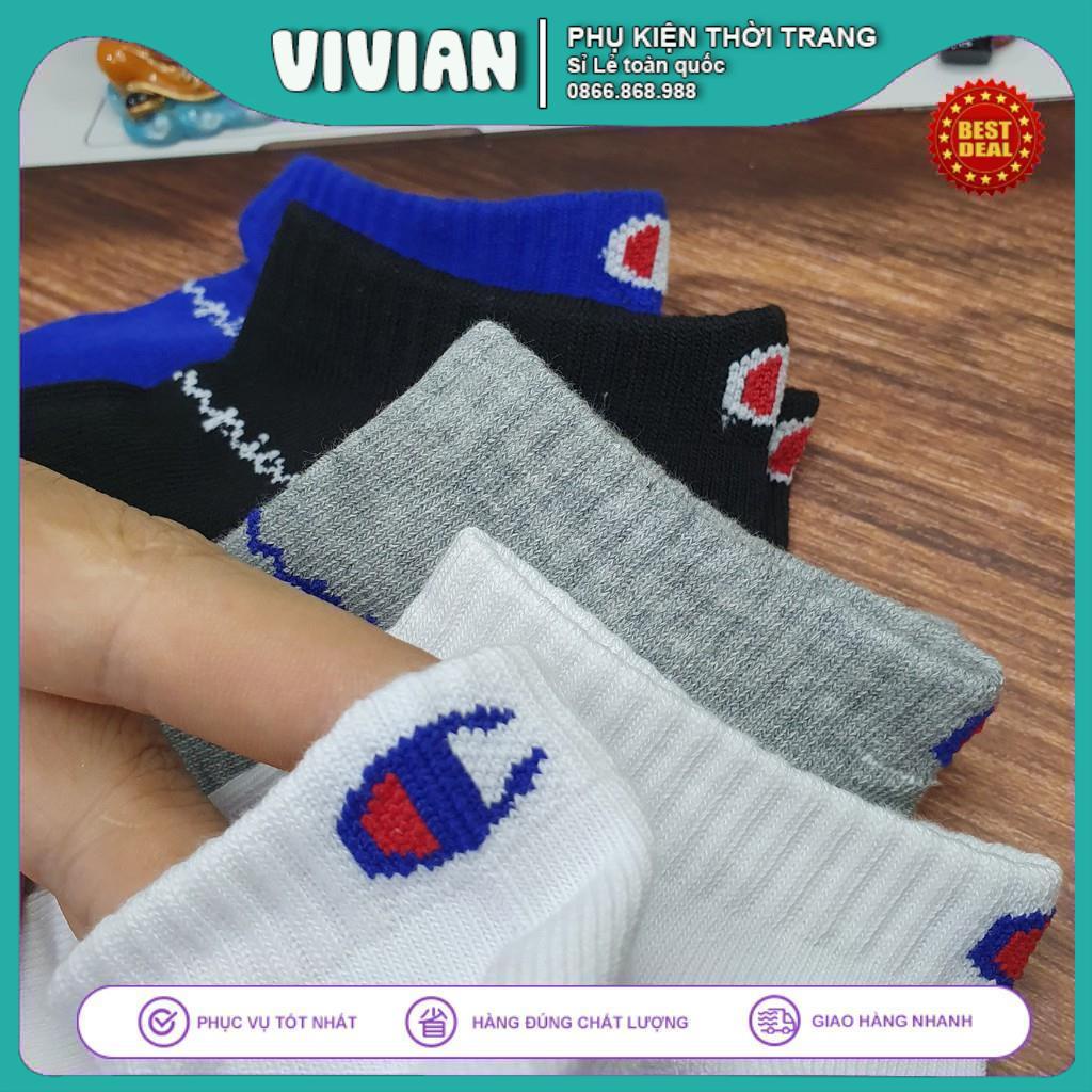 Vớ Cổ Ngắn Chapion [HỘP 4 ĐÔI] Tất Ngắn Cổ vô địch mùa xuân và mùa hè, dệt kim cao cấp, Quà Tặng Đóng Hộp