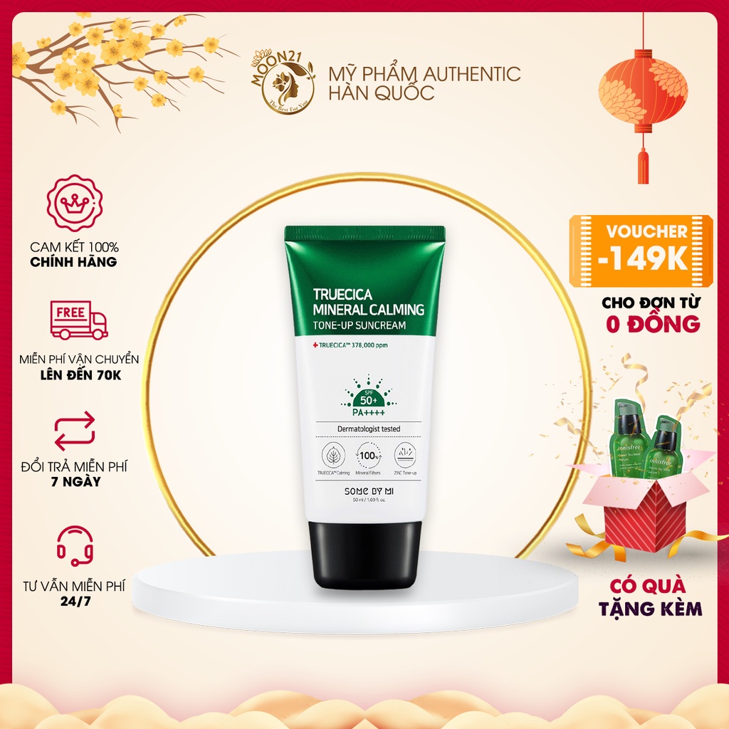 Kem chống nắng nâng tone - Kem chống nắng kiềm dầu Some By Mi Truecica Mineral 100 Tone-Up Sun Cream 50ml