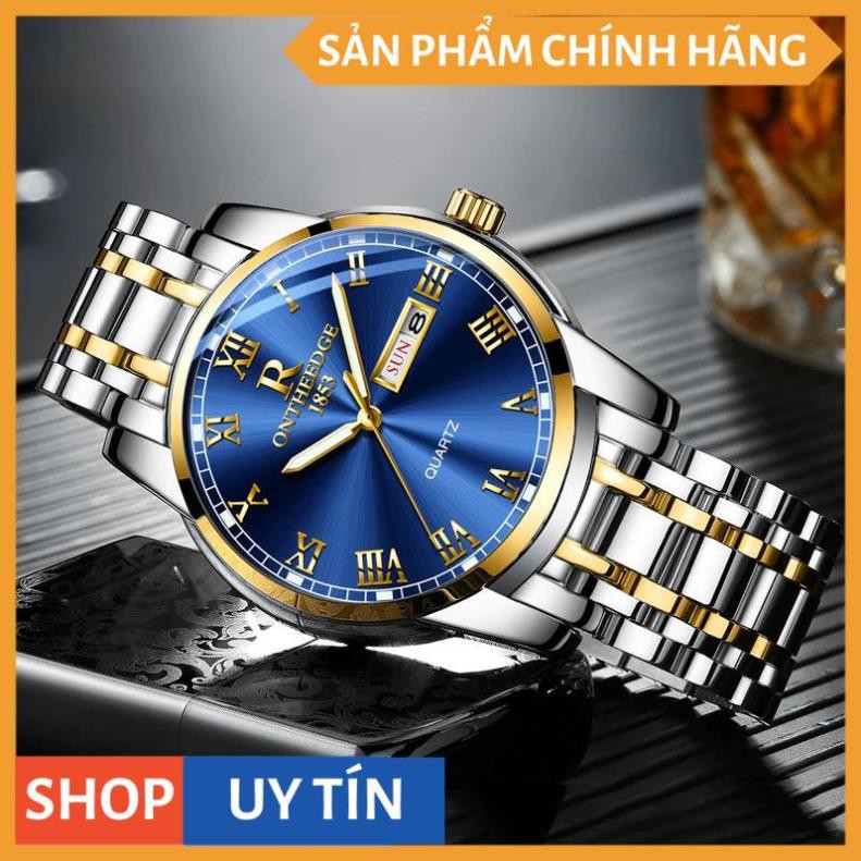 ĐỒNG HỒ NAM R-ONTHEEDGE KÍNH TRÁNG SAPPHIRE DÂY KIM LOẠI KHÔNG GỈ + TẶNG KÈM PIN CAO CẤP