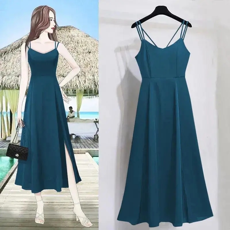 Đầm Đen Hai Dây Ôm Dáng Cỡ Lớn 40-100KG C8578