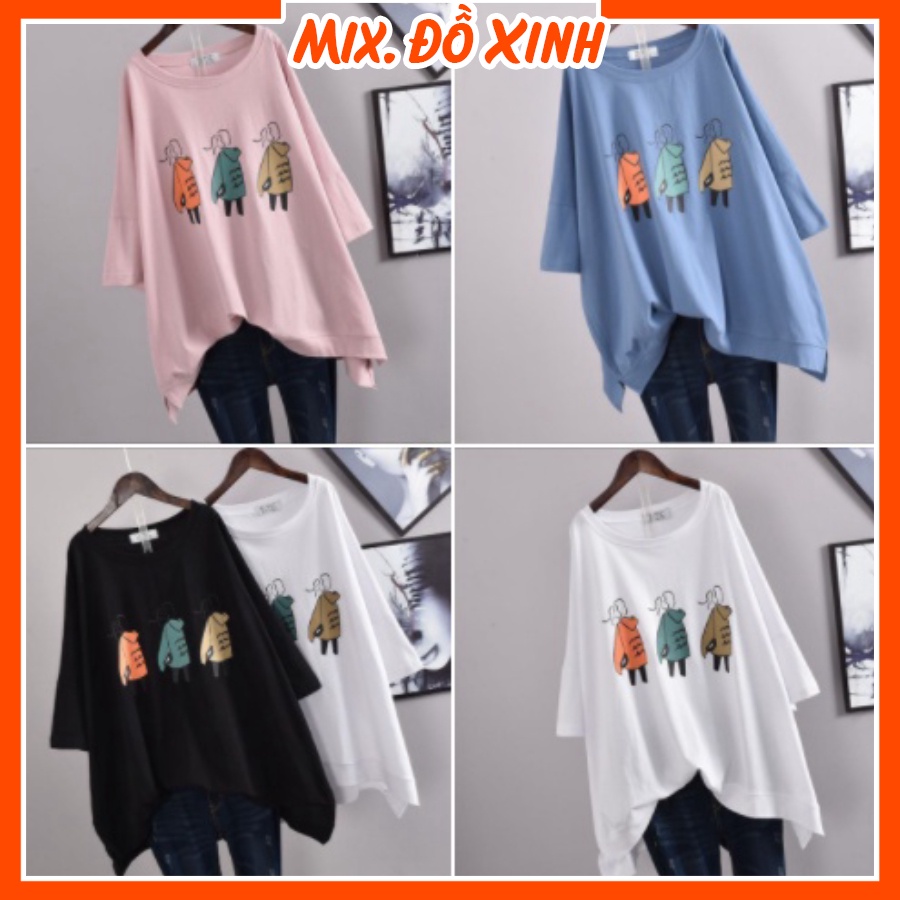 Áo thun unisex tay lỡ Thu Hà áo phông form rộng chất liệu thun Cotton co giãn in hình 3 Cô Gái