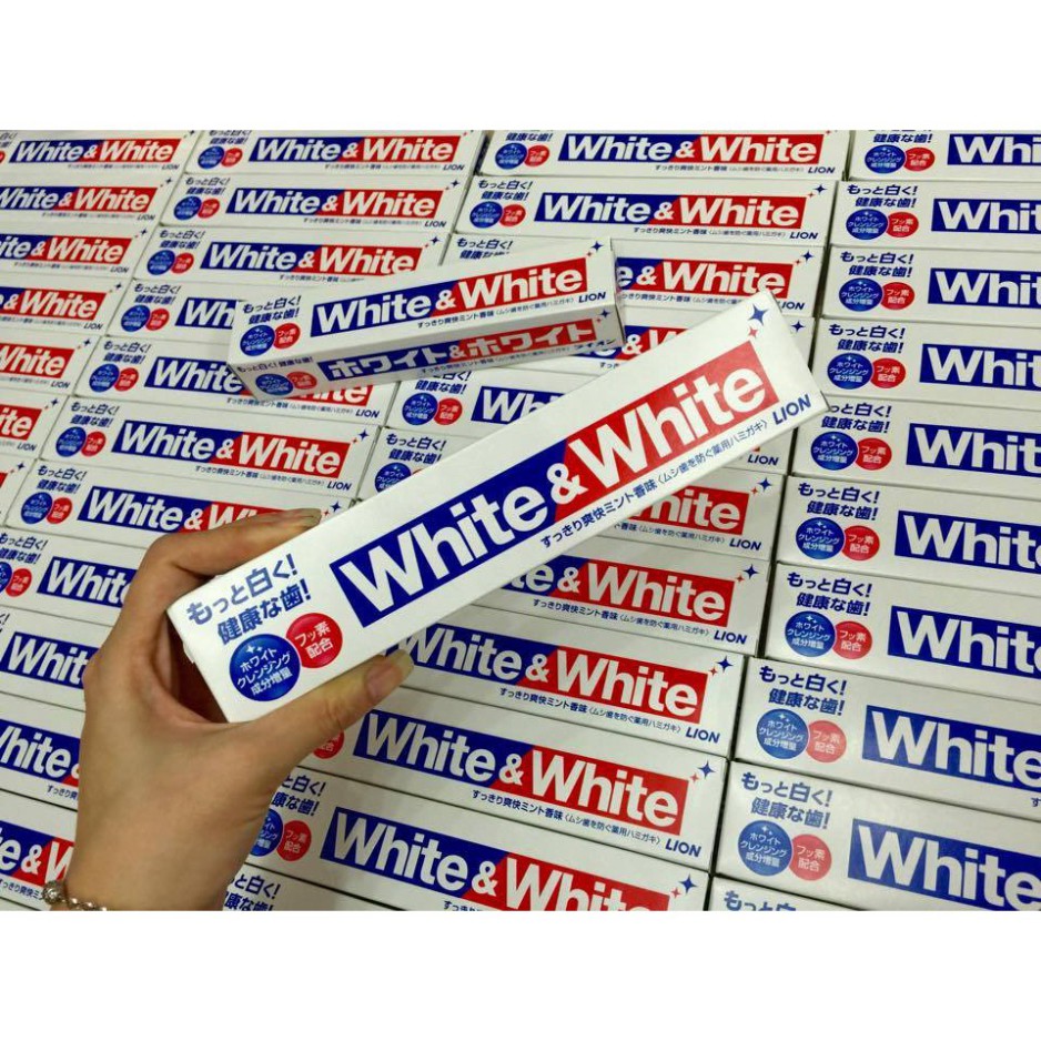 [Nhật nội địa] Kem đánh răng làm trắng sáng White & White Lion Nhật Bản 150g