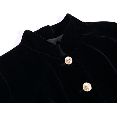 Women's Vintage High Quality Black Velvet Party Midi Dress | BigBuy360 - bigbuy360.vn