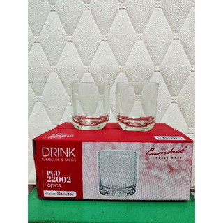 Bộ 12 ly thủy tinh bầu lùn góc uống trà đá 225ml