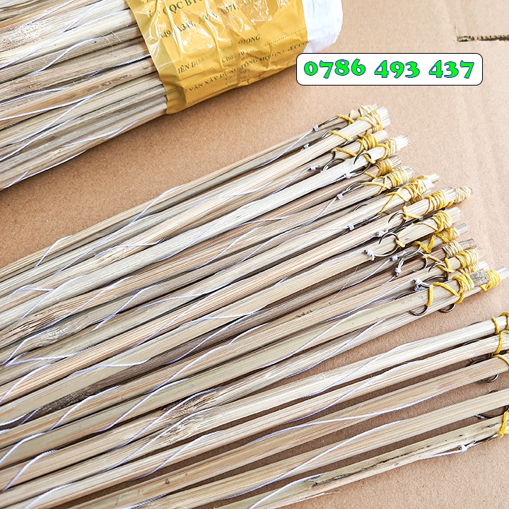 50 Cần Câu Cắm Ếch dùng lưỡi ó, tóm sẵn, vót bằng tre gai