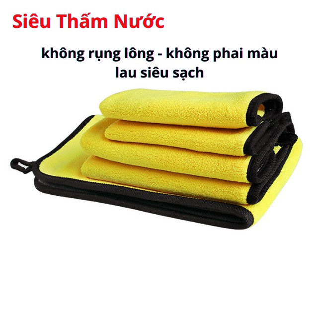 [DÀY MỀM KHÔNG RỤNG LÔN] Khăn Lau Xe Hơi Ô Tô Cao Cấp Đa Năng Siêu Thấm Không Rụng Lông Không Phai Màu Lau Siêu Sạch