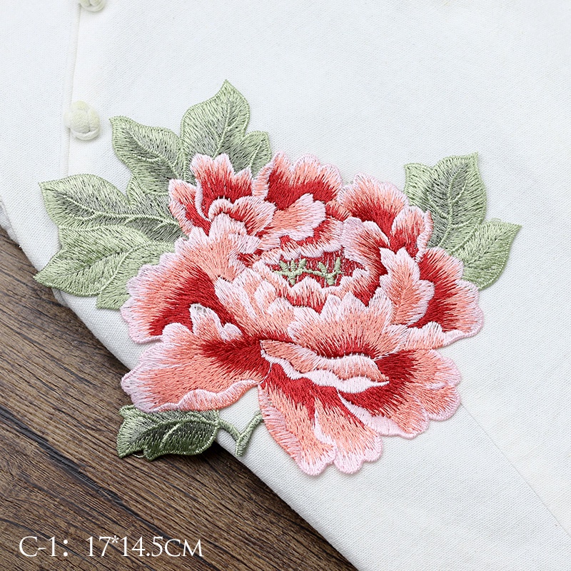 Miếng Vải Vá Lỗ Thêu Hoa Mẫu Đơn Trang Trí Sườn Xám diy