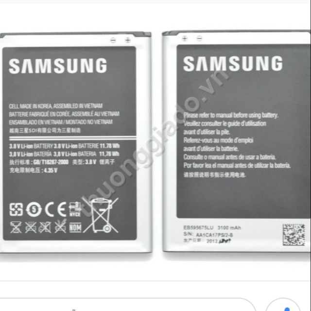 Pin xịn sam sung note 2 bảo hành 6 tháng