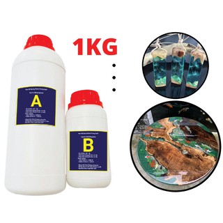 [Loại Trong Suốt] Keo AB Đổ Nhựa Epoxy Resin 1kg làm khuôn, tranh 3D