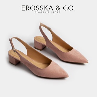 Giày cao gót Erosska thời trang mũi nhọn da lộn quai vắt sau gót cao 3cm màu hồng _ EL011