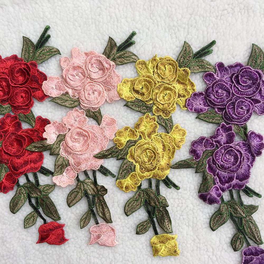 Miếng dán ủi quần áo thêu hình hoa 3D nhiều màu sắc trang trí quần áo