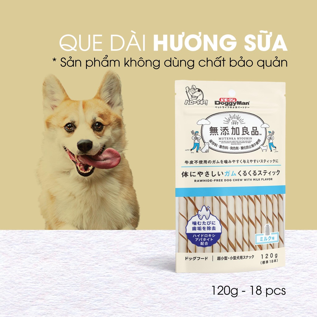DOGGYMAN Snack hình que mini hương sữa cho chó không sử dụng chất bảo quản