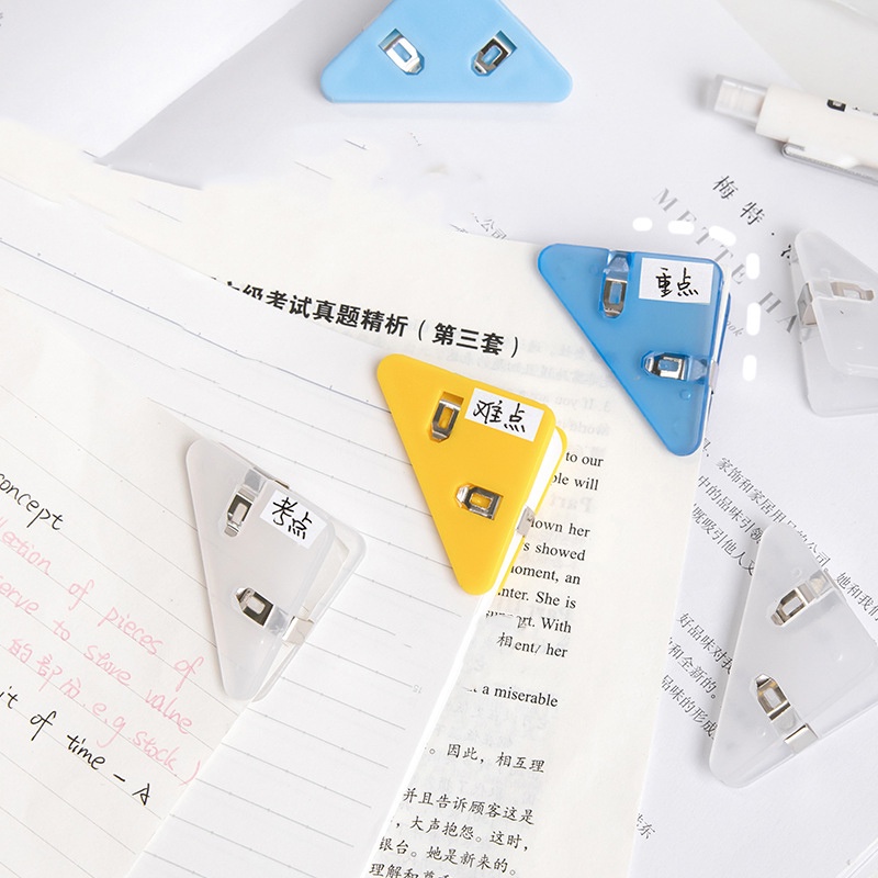 Kẹp Giấy Hình Tam Giác Bằng Nhựa Trong Suốt Đa Năng Dễ Thương