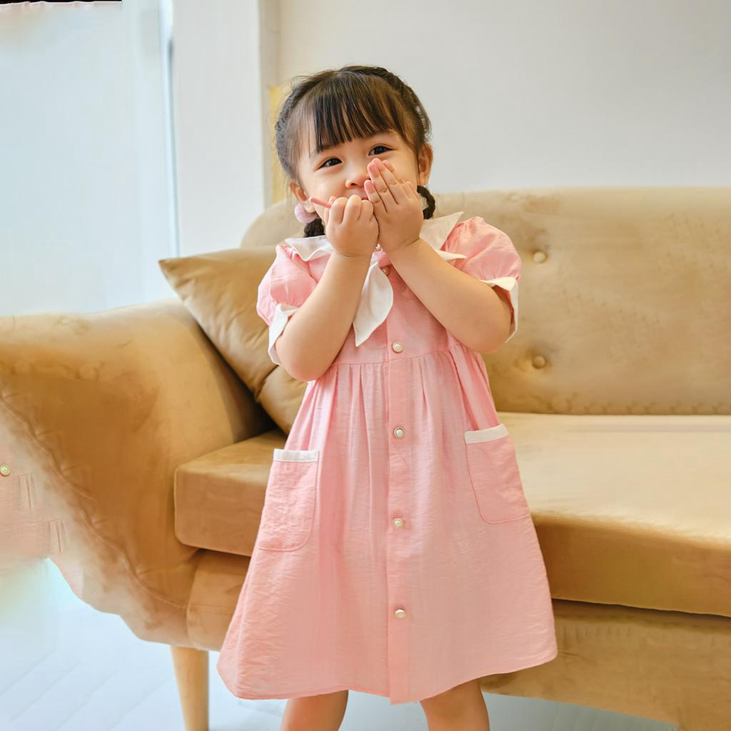 Váy hè cho bé gái cổ thủy thủ YOYOKIDS, chất liệu vải tơ nhật thiết kế kiểu xinh xắn đáng yêu cho bé từ 8kg đến 40kg