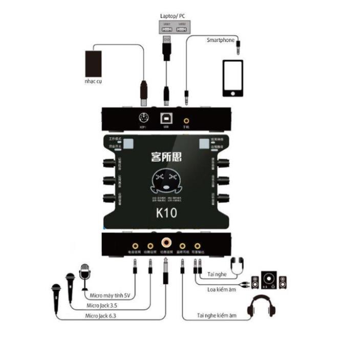 Mua ngay Sound Card Thu Âm LiveStream K10 - Tặng Kèm Dây Livestream Cực Hay Hỗ Trợ Tất Cả Các Dòng Máy [Freeship 10k]