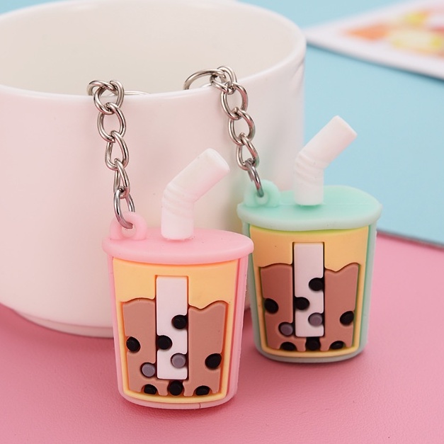 Móc Khóa Trà Sữa Siêu Đáng Yêu - Móc Chìa Khóa Hình Cốc Trà Sữa Pastel DUASHOP.
